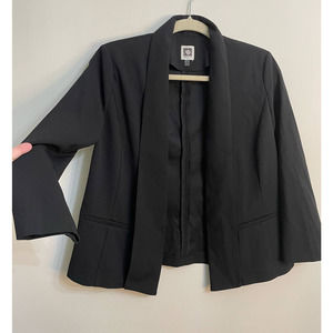 Anne Klein Black Suit Jacket size S Open Front Blazer Shawl Collar